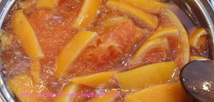 cooked oranges in syrup